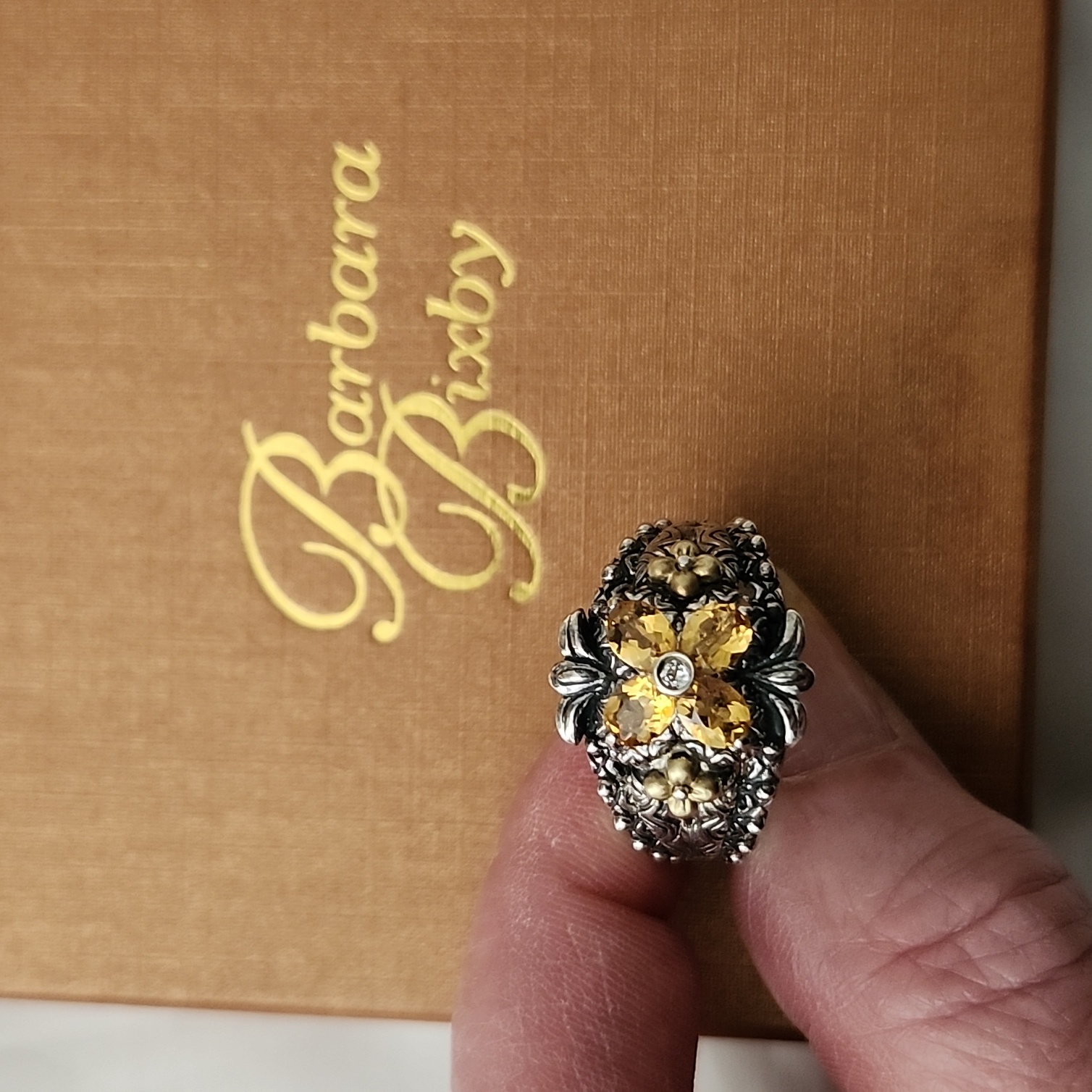 Barbara Bixby Sterling/18kt Gold Citrine Ring Sz.8